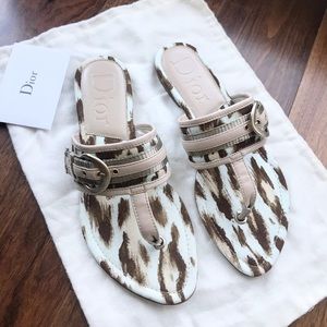 Auth New Christian Dior Thong sandals Sz 37.5